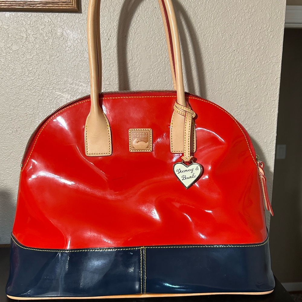 Dooney & Bourke Gloss Red and Blue Handbag- Pristine Condition Authentic Purse